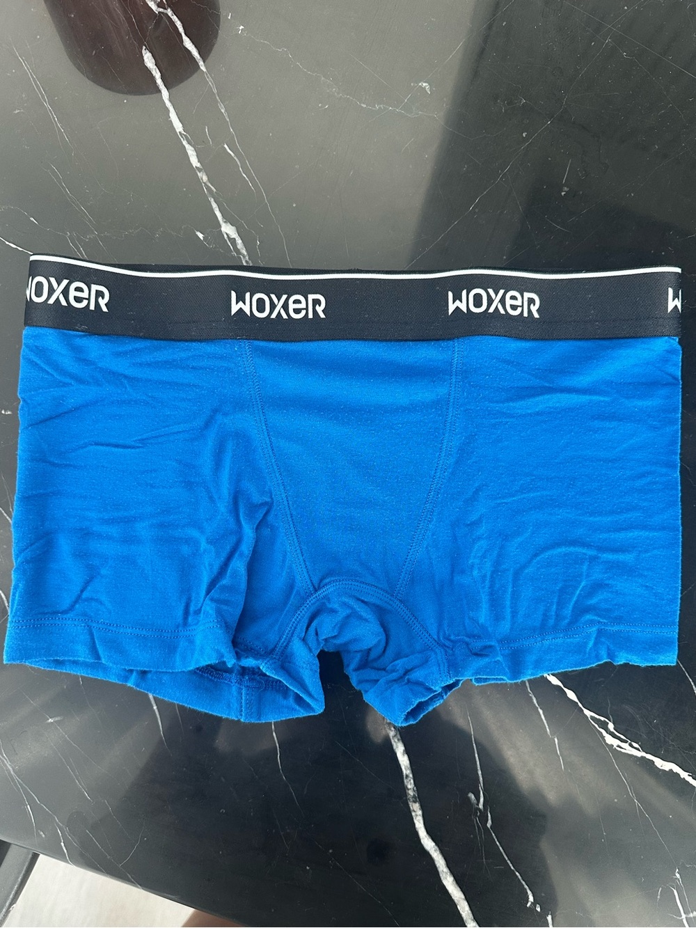 Woxer Women’s Black-Waistband Blue Boxer Briefs Size S